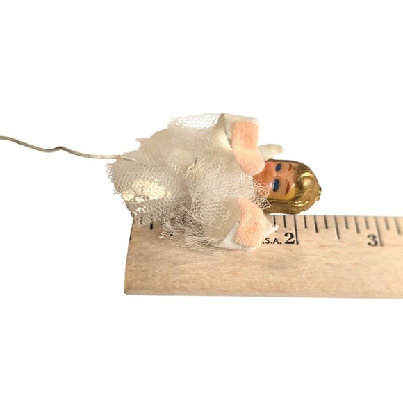 Vintage 60s Angel Floral Pick Hard Plastic Head Tulle Christmas Crafting Japan - Picture 6 of 7